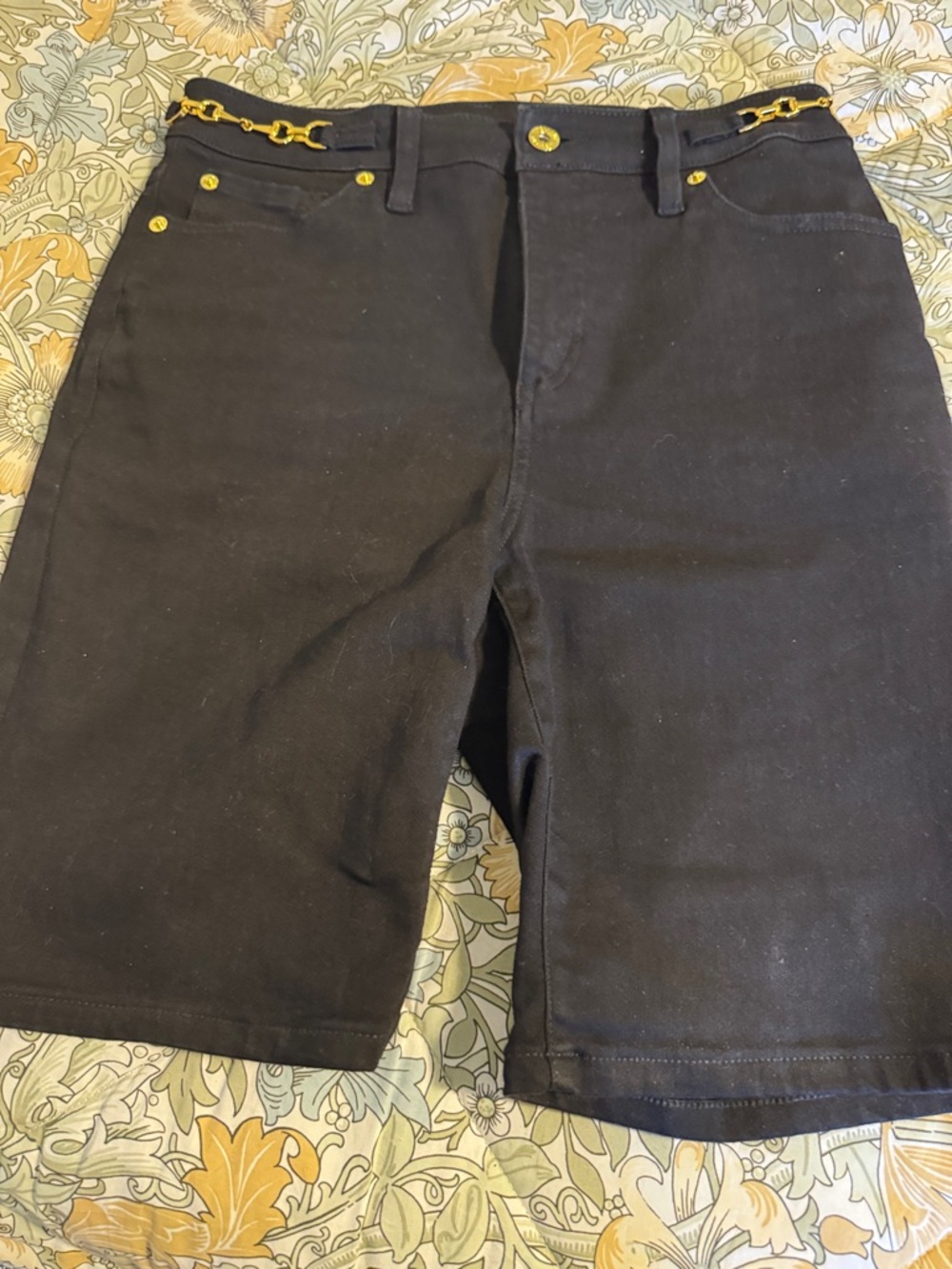 INC International Concepts Black Jean Shorts with Gold Hardware